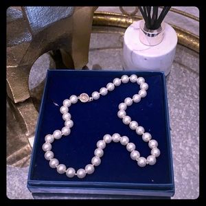Faux pearl necklace with silver clasp